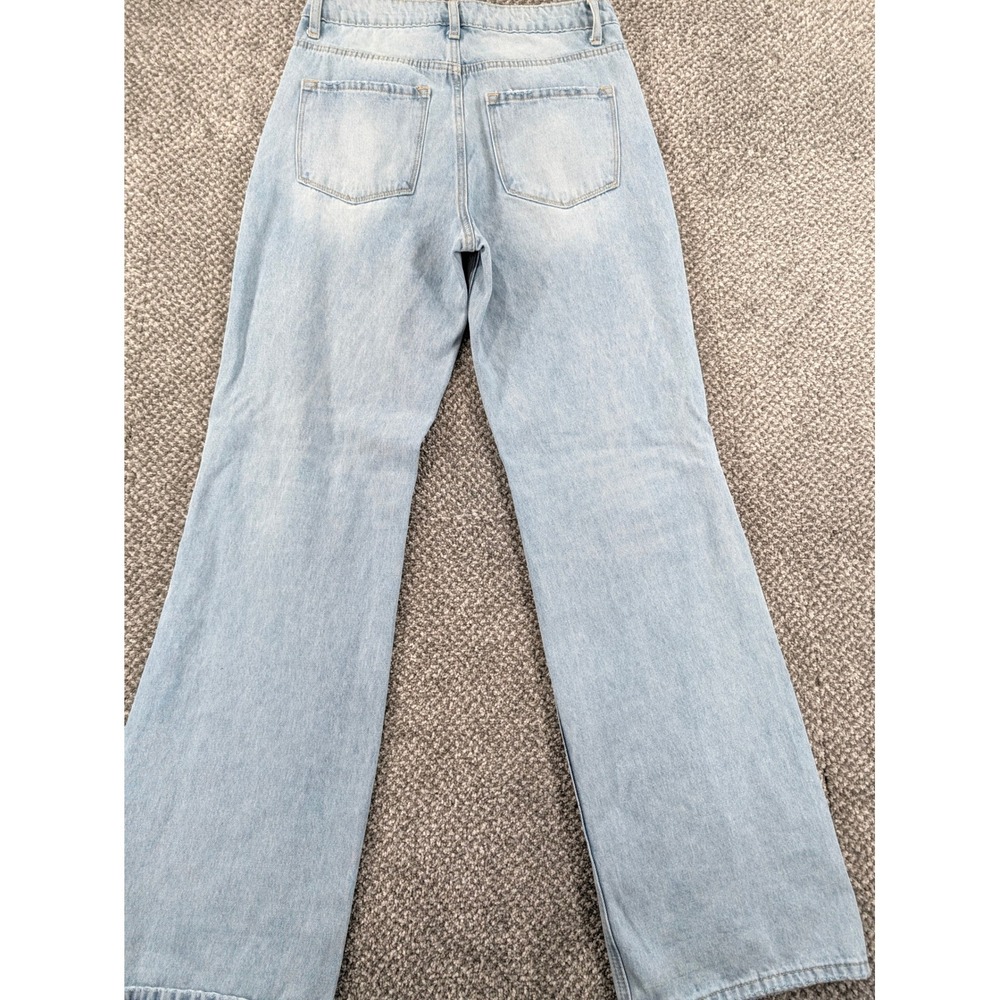 Vervet Los Angeles V2473 Distressed Wide Leg Jeans Light Wash Cotton Size 28 - Picture 3 of 16